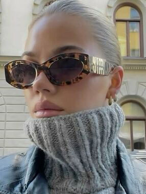 NEW ✨Miu Miu✨ Brown Black Tortoise Sunglasses with Gold Logo Accent